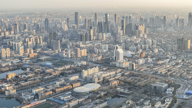 天津日出城市美景航拍