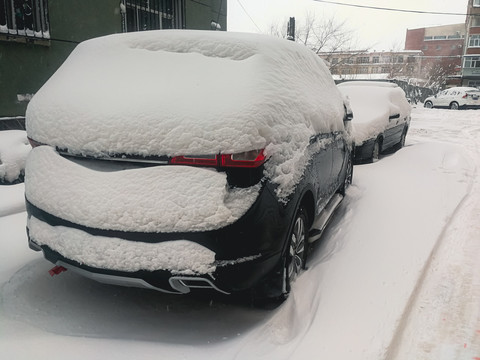 暴雪覆盖汽车