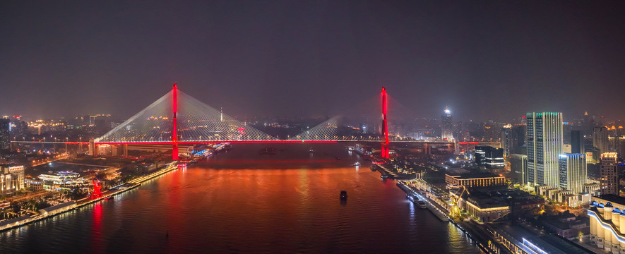 上海杨浦大桥夜景航拍