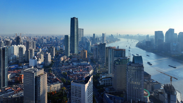 上海黄浦江清晨风光
