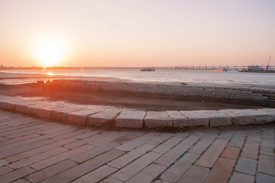 泉州石狮林銮渡夕阳景色