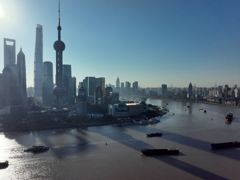 上海黄浦江清晨风光