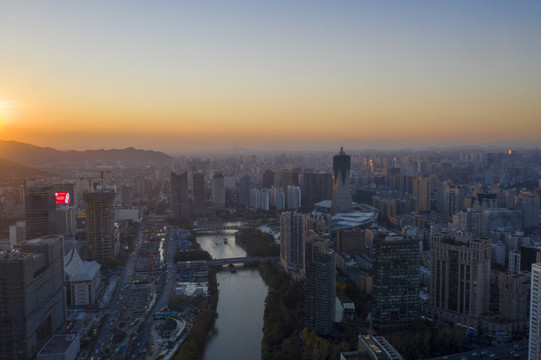 杭州运河两岸拱墅风光西文化广场