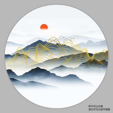 禅意线条山水画