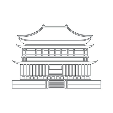 二层古楼建筑线性图标