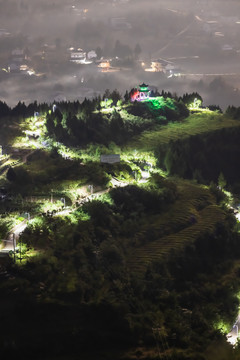 中国四川省农村夜景自然风光