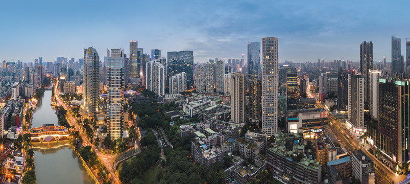 航拍四川成都城市夜景大画幅