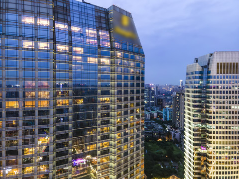 航拍成都城市夜景