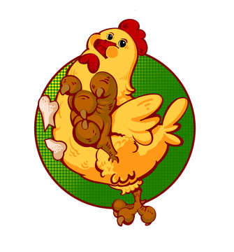 鸡鸡爪骄傲的鸡插画logo