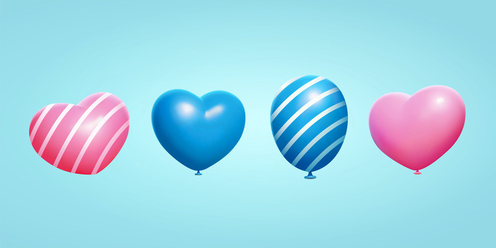 三维爱心造型气球及一般气球集合