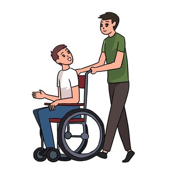 全国助残日关爱残疾人手绘卡通元