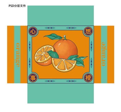 手绘插画橙子包装设计礼盒外箱