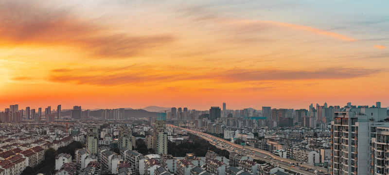 城市落日全景