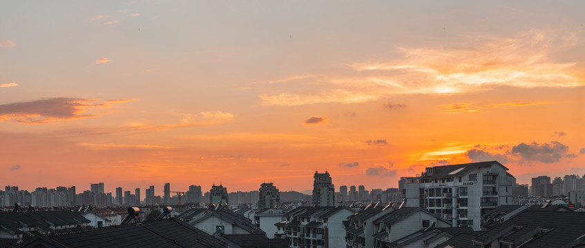 城市落日全景