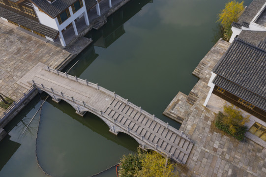 杭州湘湖水街航拍秋色