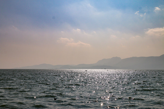 大海海面波光粼粼