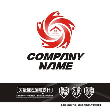 Y字母社区人形LOGO标志设计