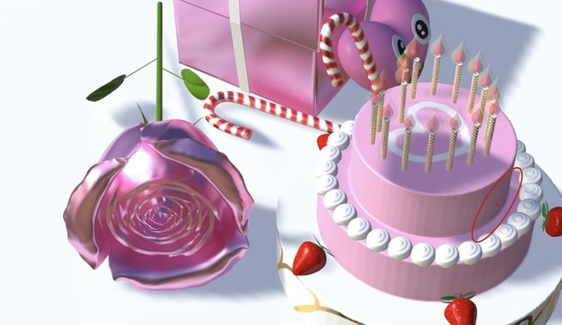 礼盒粉玫瑰蛋糕