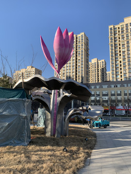 城市广场不锈钢景观灯光雕塑定制