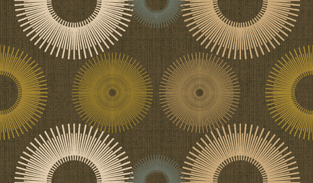 创意伞型团花日系地毯图案设计