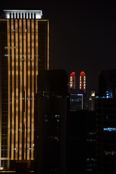 厦门经济特区世贸双子塔夜景