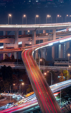 重庆菜园坝长江大桥立交夜景