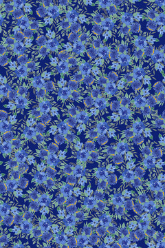 蓝色花卉小碎花图案