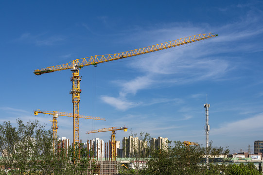 城市开发建设大型塔吊