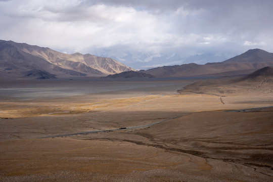 帕米尔高原的湿地牧场