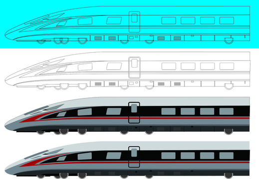 高铁侧面矢量图