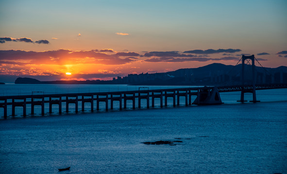 大连跨海大桥日落