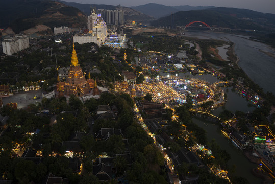 云南西双版纳告庄西双景全景