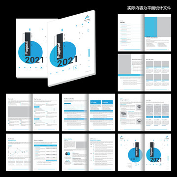 蓝色商务画册cdr设计模板