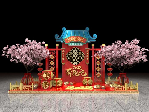 中式美陈新年春节场景3D造型