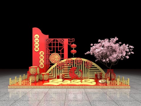 中式美陈新年春节场景3D造型