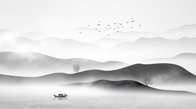 水墨山