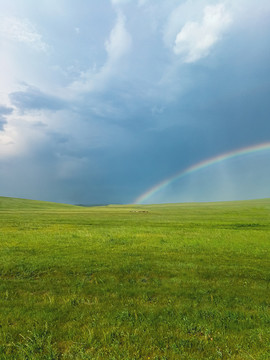 夏季草原牧场彩虹