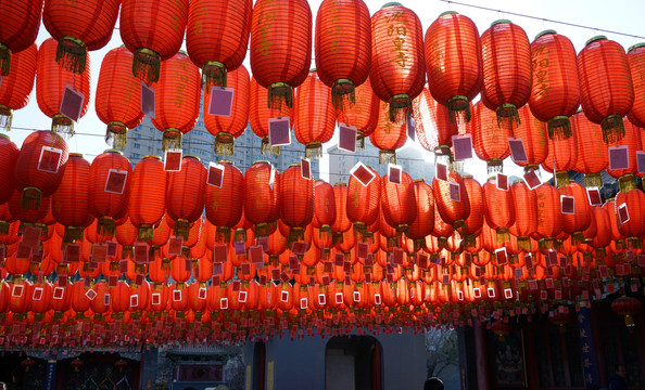沈阳皇寺春节的红灯笼