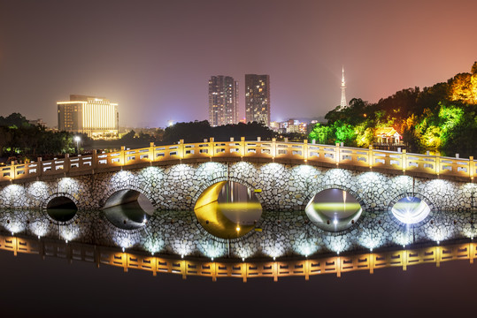 阳江鸳鸯湖夜景