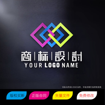 四方形团队合作LOGO