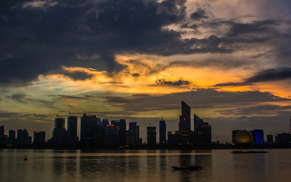 钱江新城夕阳