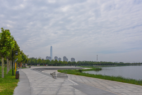 天津西青水西公园生态建筑风光