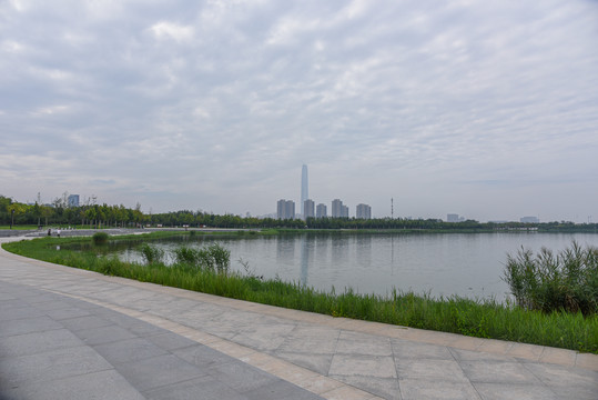 天津西青水西公园生态建筑风光