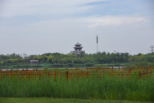 天津西青水西公园生态建筑风光