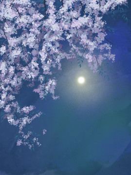 月夜花树