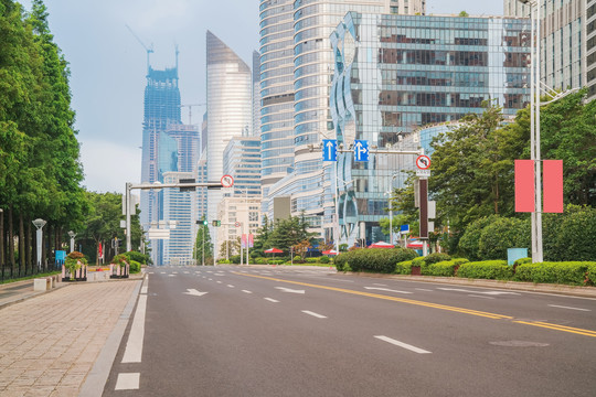 青岛城市建筑天际线和城市街景