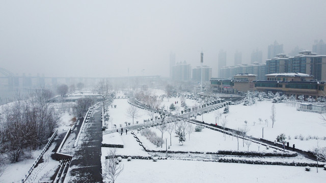 公园雪景