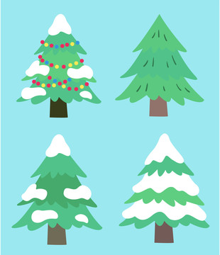 堆雪圣诞树装饰插图