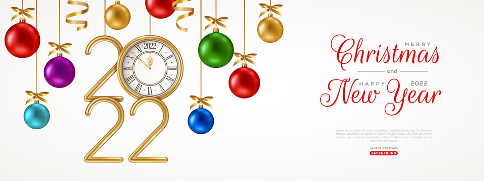 金色罗马时钟 缤纷圣诞新年贺图