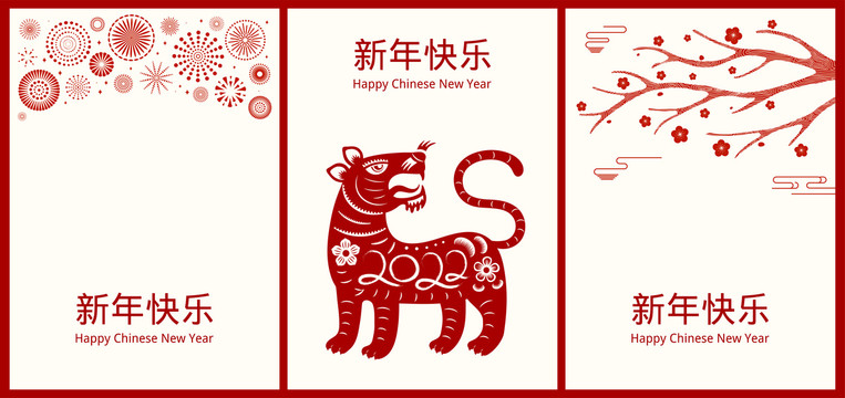 虎年典雅花纹传单背景模版